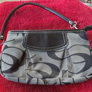 Coach Black and Gray Wristlet Clutch